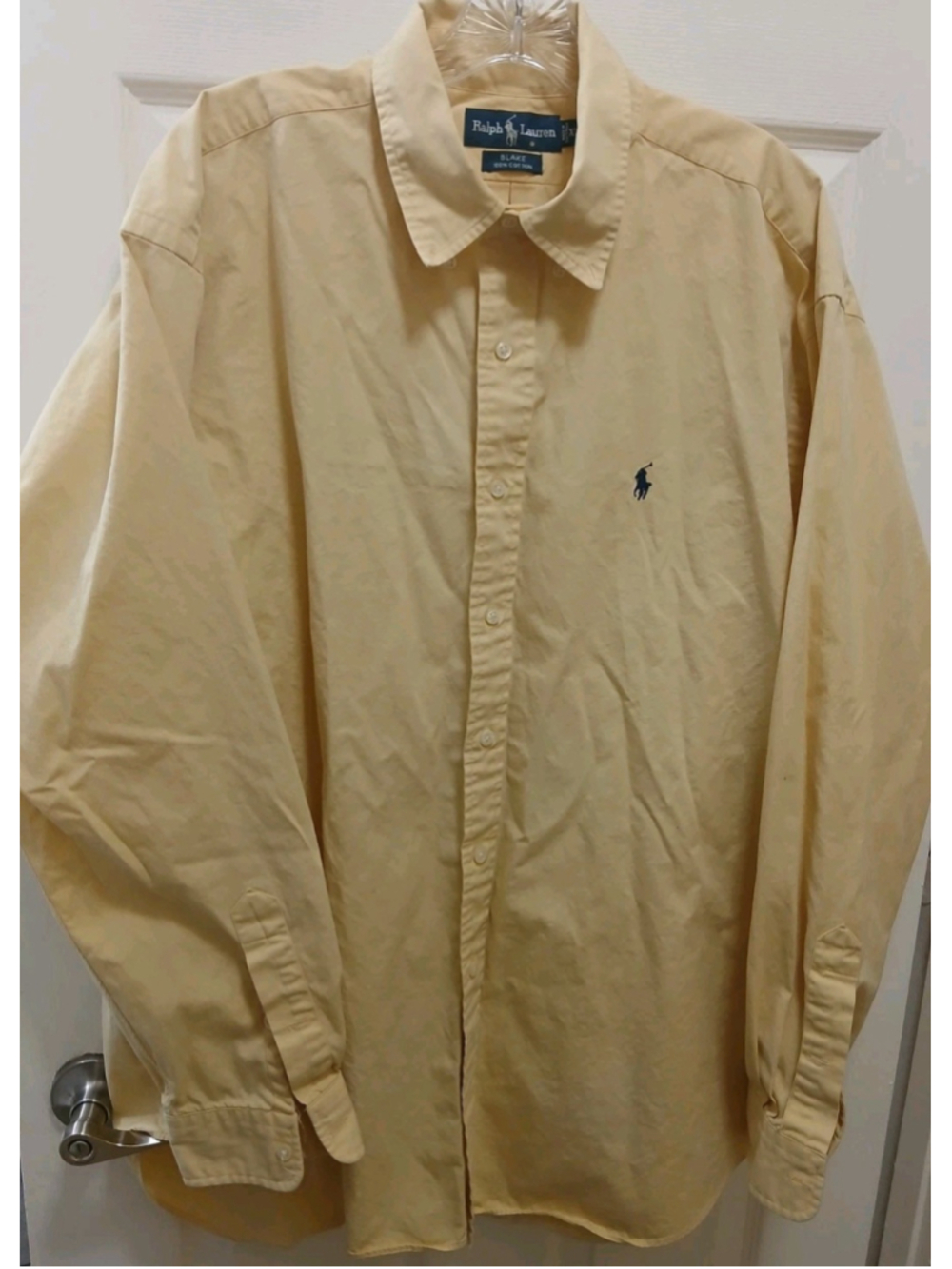 Vintage Ralph Lauren Blake Butter-Yellow Cotton Button Down Shirt Mens Sz XL